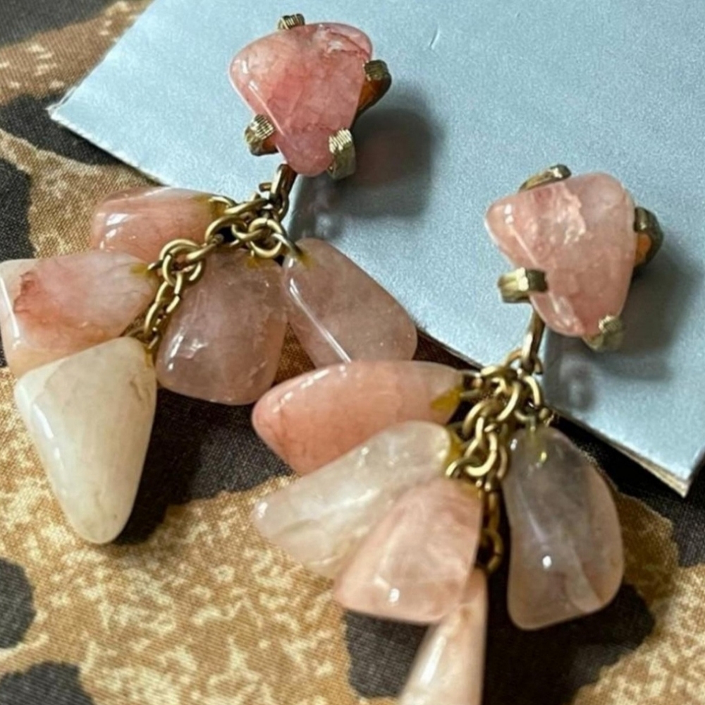Vintage rose quartz clip on earrings